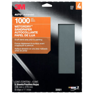 3M™ Wetordry™ 9 x 11 inch Sandpaper Sheet, 1000 grit (Pack of 5 Sheets)